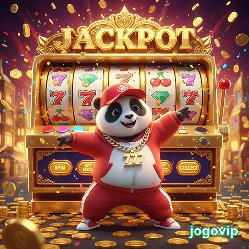 Imagem do jogo Jackpot Panda Slot no site jogovip, mostrando os rolos e símbolos do caça-níqueis.
