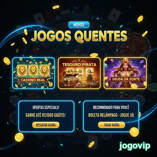 Imagem do Jogo VIP com destaque para os jogos quentes disponíveis no site jogovip.